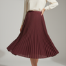 Mulberry Wine - Model wearing Celeste Pleated Midi Skirt